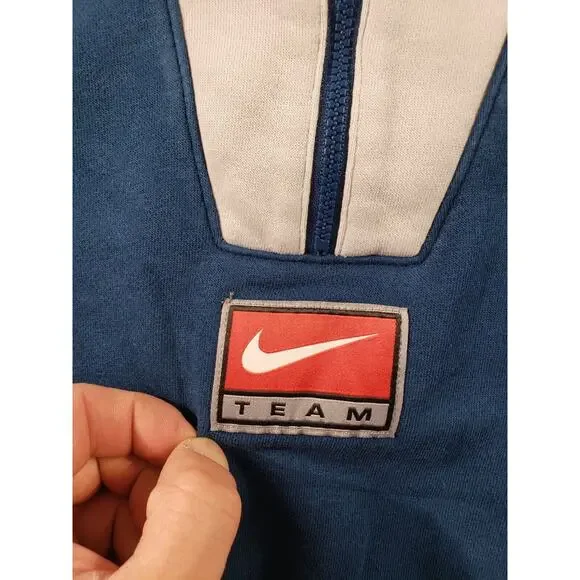 Nike Sweatshirt Women's Large Blue 1/2 Zip Fleece Team Jacket Cotton Stretch - Picture 4 of 12